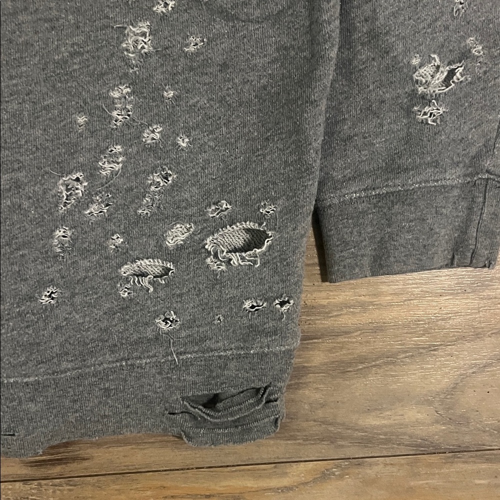 Express Gray Distressed Sweatshirt - Picture 2 of 6